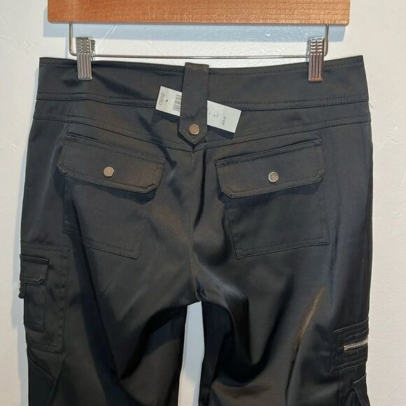 Cache Pants Black Sexy Satin Cargo Crop Zipper Size 4 NWT Deadstock - Picture 7 of 16